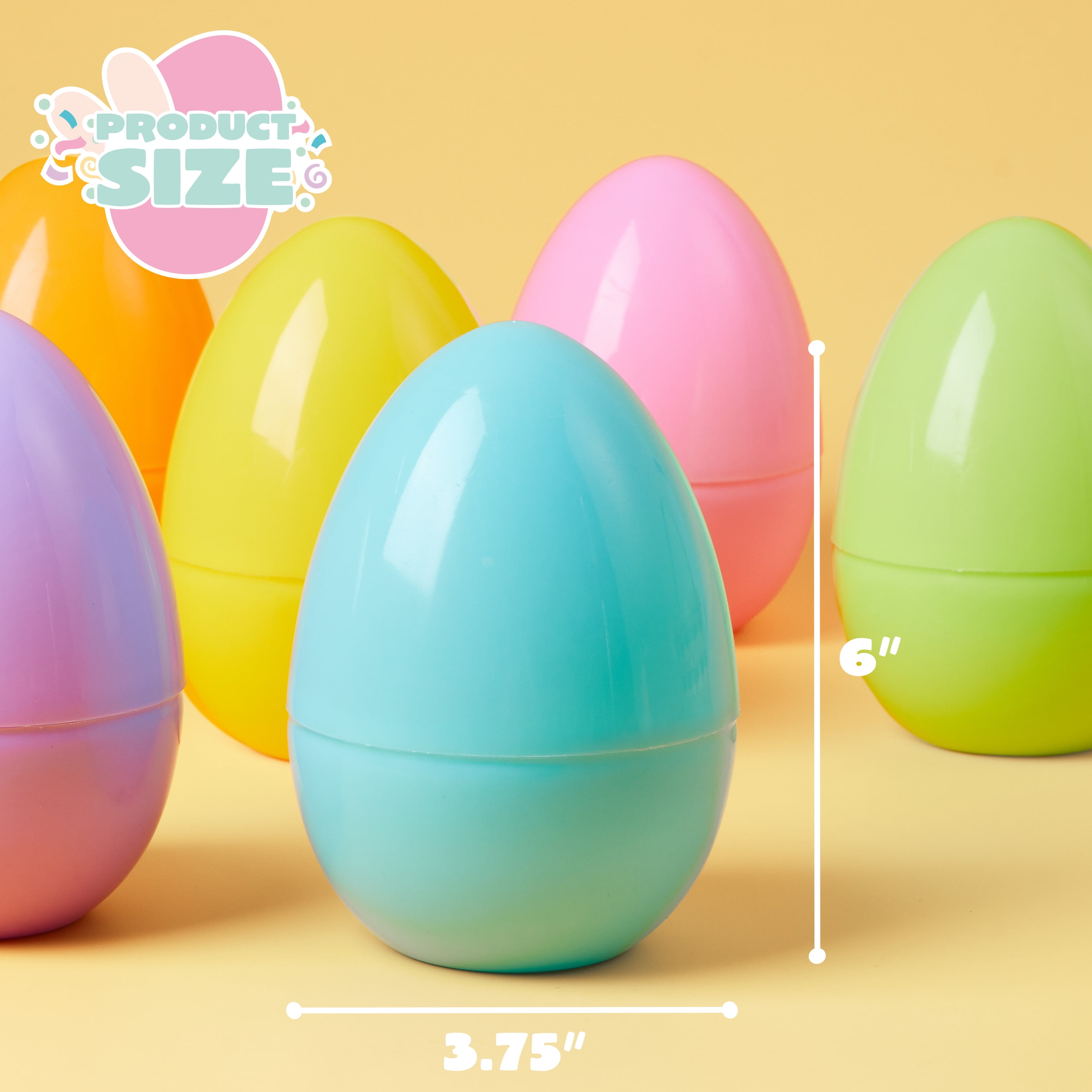 Joyfy 12 Pcs 6 inches Large Easter Eggs, Pastel Jumbo Plastic Easter Eggs, Empty Fillable for Easter Egg Hunt, Basket Stuffers Fillers, Filling Treats, Party Favor, Classroom Prize Supplies