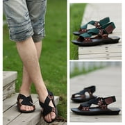 Anti Slip Genuine Cowhide Leather Rubber Sole Men Sandals Leisure Beach Shoes