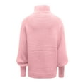 thumbnail image 6 of UJNDER Mid Neck Sweater for Women Loose Long Sleeve Knit Solid Color Pullover Top Pink XL, 6 of 6
