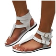 thumbnail image 2 of IUJSOY Women's Gladiator T-Strap Sandals Clip Toe Roman High Top Ankle Buckle Strap Flat Sandals, 2 of 9
