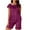 Wine, variant on FAIWAD Womens Satin Pajama Sets Ruffle Hem Short Sleeve Tops with Shorts Pjs Set Casual Sleepwear Soft Loungewear