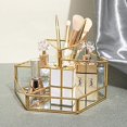 thumbnail image 5 of Organizador de maquillaje, organizador de belleza, bandeja para brochas de joyería, oro, caja cosmética de vidrio, bandeja decorativa transparente Feliz Sencillez, 5 of 5