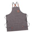 thumbnail image 4 of yuksok Canvas Apron Bib Back Apron with Pockets for Adults Work Apron Cooking Apron for Gray, 4 of 9