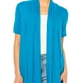 thumbnail image 5 of MOA Collection Women's Asymmetrical Hem Short Sleeves Cardigan, 5 of 6