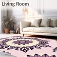 thumbnail image 2 of ODIKA 4x6 Machine Washable Non-Slip Area Rug, Vintage Medallion Showcasing Ornate Six Point Floral Clusters Ultra Soft Rug, None, 566765, 2 of 7