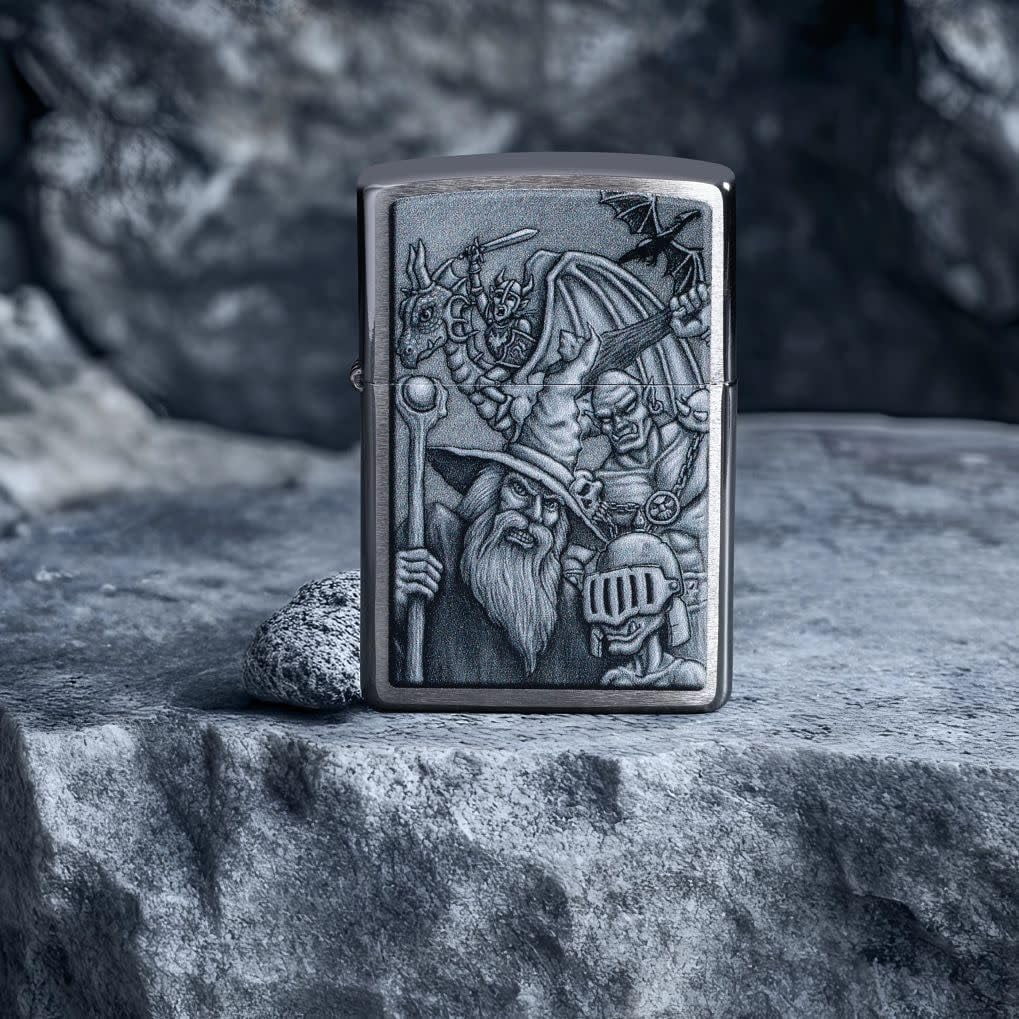 Zippo - Customized Message on Mystical Beings Brushed Chrome Pocket 46579
