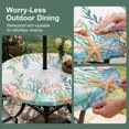 thumbnail image 5 of Round Outdoor Tablecloth with Umbrella Hole and Zipper, Marine Life Tablecloth with Elastic Waterproof, Nautical Underwater Coral Shell Starfish Watercolor Patio Table Covers for 45" - 54" Tables, 5 of 9
