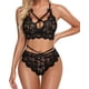 thumbnail image 1 of Conjunto de lencería para mujer Conjunto de sujetador y bragas de encaje Ropa interior de encaje con cordones (Negro)   JM, 1 of 5