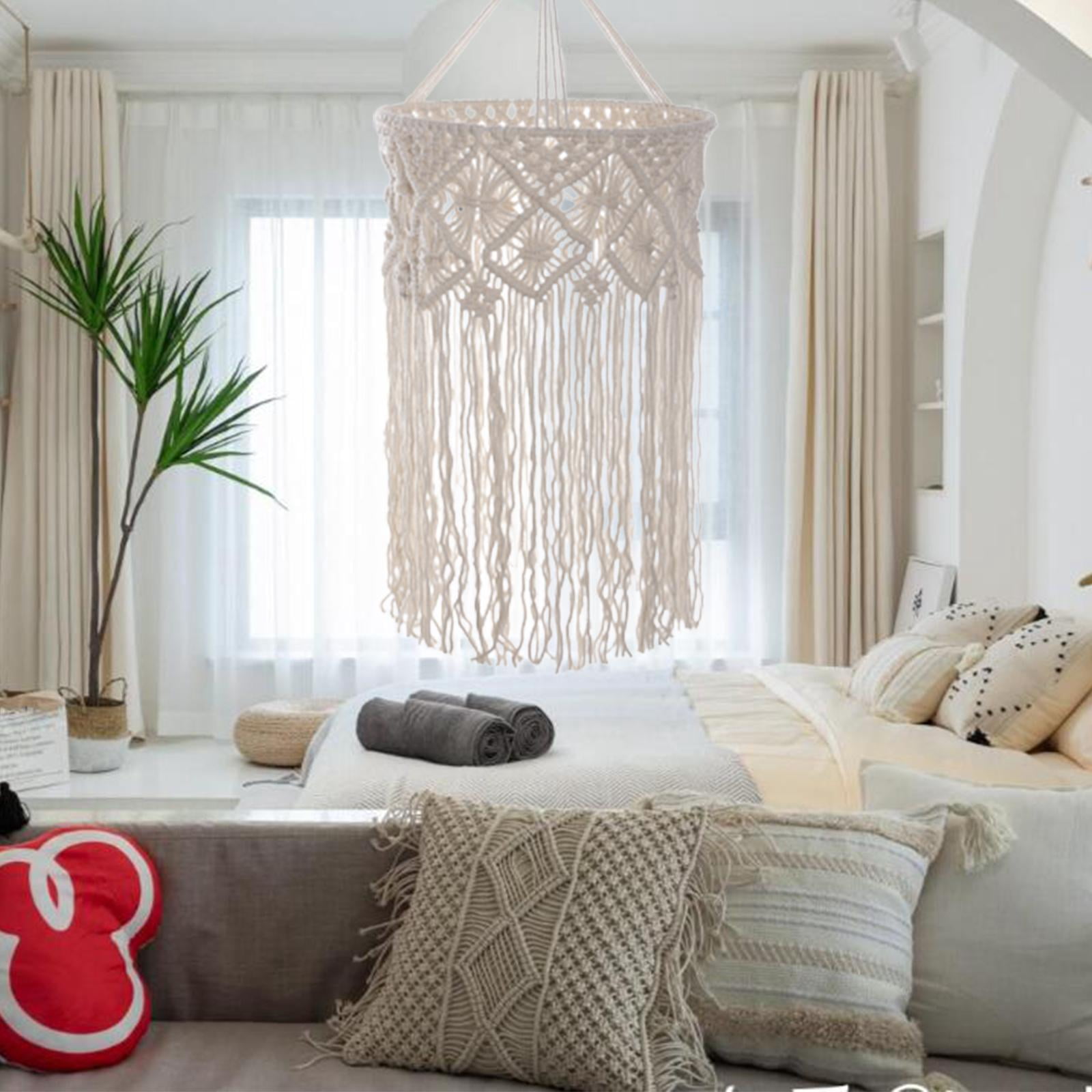 Boho Lampshade Hand Woven Light Shade Replacement DIY Lighting Fixtures Macrame Hanging Lamp Shade for Living Room Dorm Room Dining Table Style A
