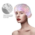 thumbnail image 4 of YFYANG Women's Double Waterproof Shower Cap, Dream Pink Flowers Reusable Hair Cap for All Hair Styles and Head Sizes, 4 of 9