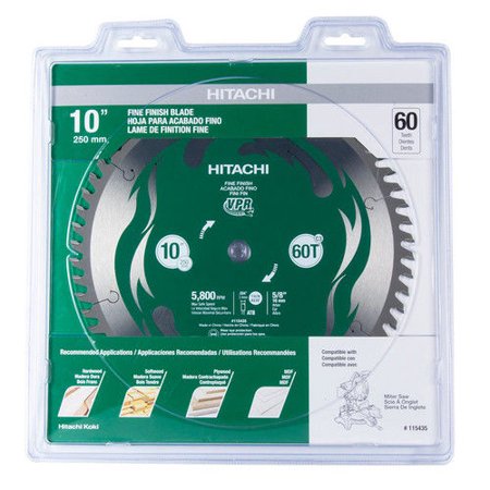 Hitachi 115435 10 in. 60-Tooth Fine Finish VPR Blade