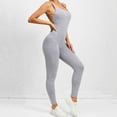 thumbnail image 6 of GEWSEY Womens Workout Jumpsuits Seamless Yoga Gym Bodycon Rompers Sexy Racerback Tummy Control Padded Bra Unitard (Grey, L), 6 of 9
