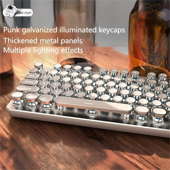 Retro Cyberpunk Mechanical Keyboard - 104Key, Multi-Knob, Tactile Feedback, Wired USB, Desktop/Laptop