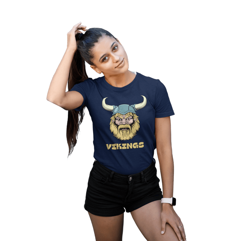 Kimaran Cartoon Yellow and Blue Angry Vikings T-Shirt Unisex Short Sleeve Tee (Navy XL), Adult Unisex