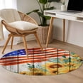 thumbnail image 5 of Independence Day Sunflower Washable Round Area Rug 3 ft, Patriotic Red Blue Star Yellow Flower, Soft Non Slip Rugs Stain Repellent Indoor Felt Carpet for Living Dining Room Bedroom Home Office, 5 of 9