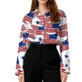 thumbnail image 3 of Iaqnaocc 4th Of July Outfits for Women Button Down Collared Independence Day American Flag Stars Striped Freedom Long Sleeve Tops America 250 Shirt Lightweight Outfits White XXXL, 3 of 4