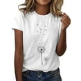 thumbnail image 1 of T-shirt à Col Roulé pour Femmes Grande Taille à Motif de Pissenlit, Manches Longues, Col Rond, Manches Courtes, Chandails pour Femmes, T-Shirt Haut, 1 of 4