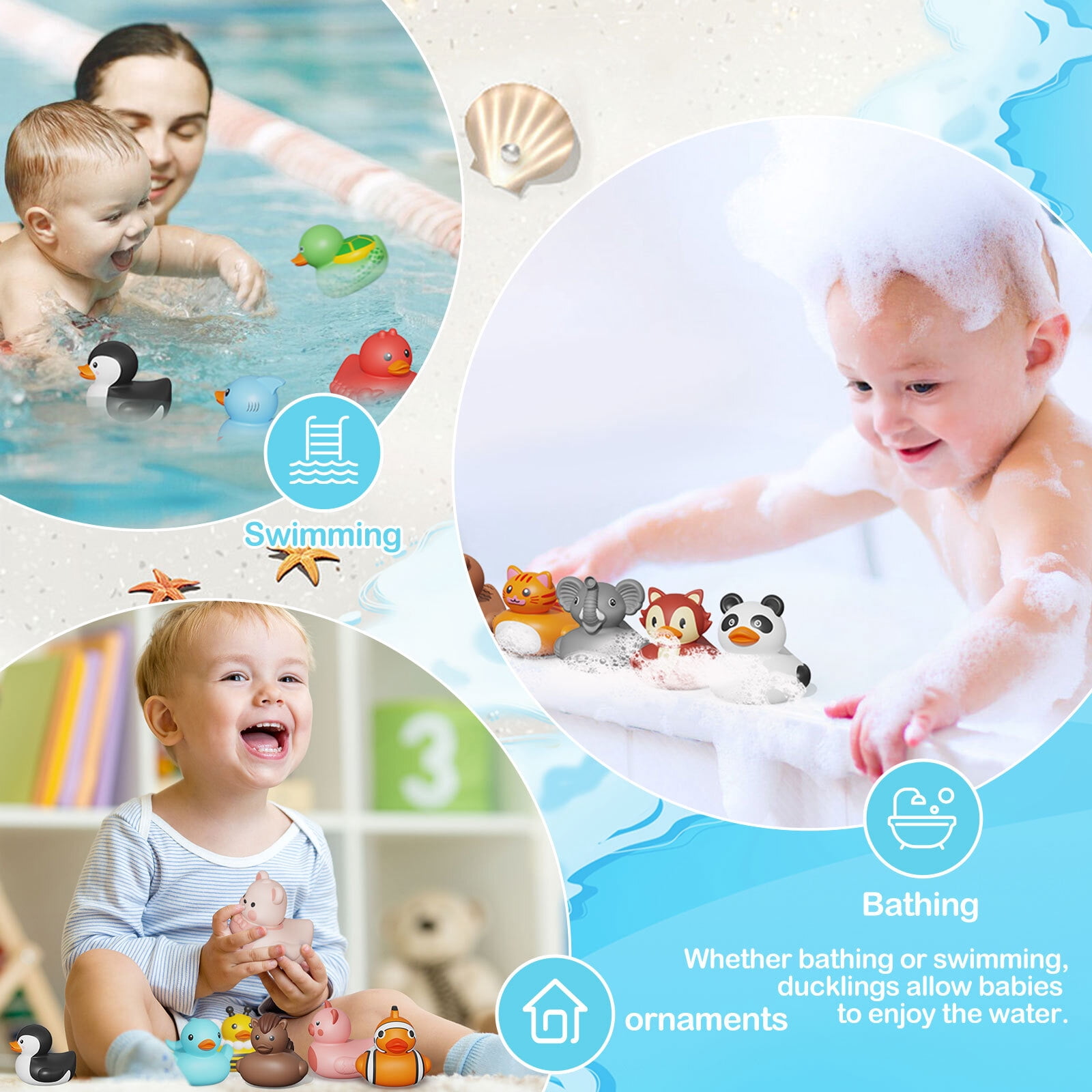 Sumsoltic 25 Pcs Baby Bath Toys, Mini Rubber Ducks No Hole Design, Safe Bath Toys for Babies Infants Toddlers and Kids,Pool Toys Party Favors