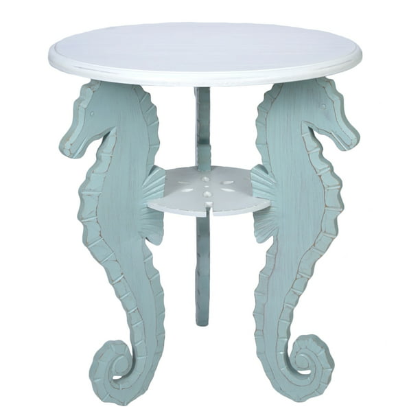Triple Seahorses Blue And White Accent, Seahorse Console Table