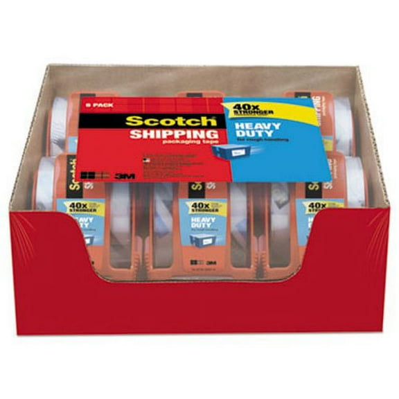 Scotch 3850 Heavy Duty Packaging Tape Sure Start Dispenser, 6 Rolls