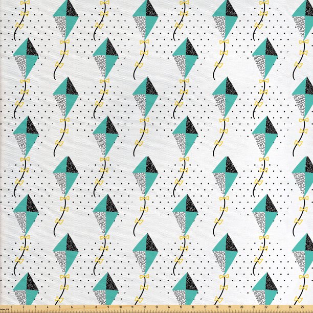 Kites Fabric by The Yard, Doodle Contemporary Kites with Geometric