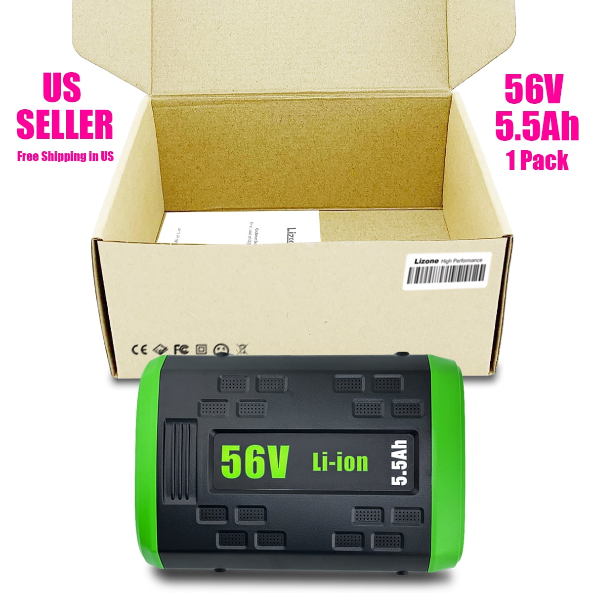 BA2800T 56V 5.5Ah Battery Replacement for 56-Volts Lithium-Ion Battery Pack Compatible with EGO Tools 56V 5.0Ah BA2800 BA2800T 2.5Ah BA1400T BA2240 BA1120 Battery Green