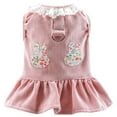 thumbnail image 1 of Dinheiro Vestido de arnés para perro con anillo en D, parche de conejo, encaje, princesa, vestido de cachorro, falda, otoño, invierno, pana gruesa, ropa para mascotas, vestidos para perros pequeños,, 1 of 8