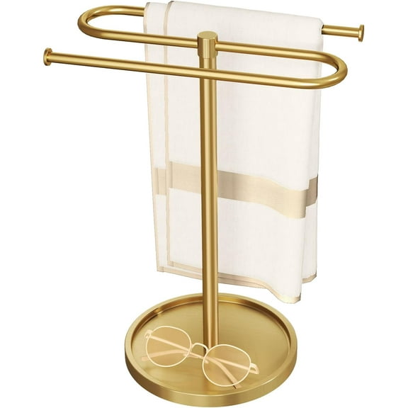 Sparklane - Bathroom Hand Towel Holder Stand Gold, S-Shape Countertop Towel Standing, Stainless Steel Towel Rack Bar Holds 2 Towels for Kitchen