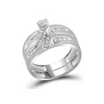 thumbnail image 2 of 10kt White Gold His Hers Round Diamond Solitaire Matching Wedding Set 1/4 Cttw, 2 of 4