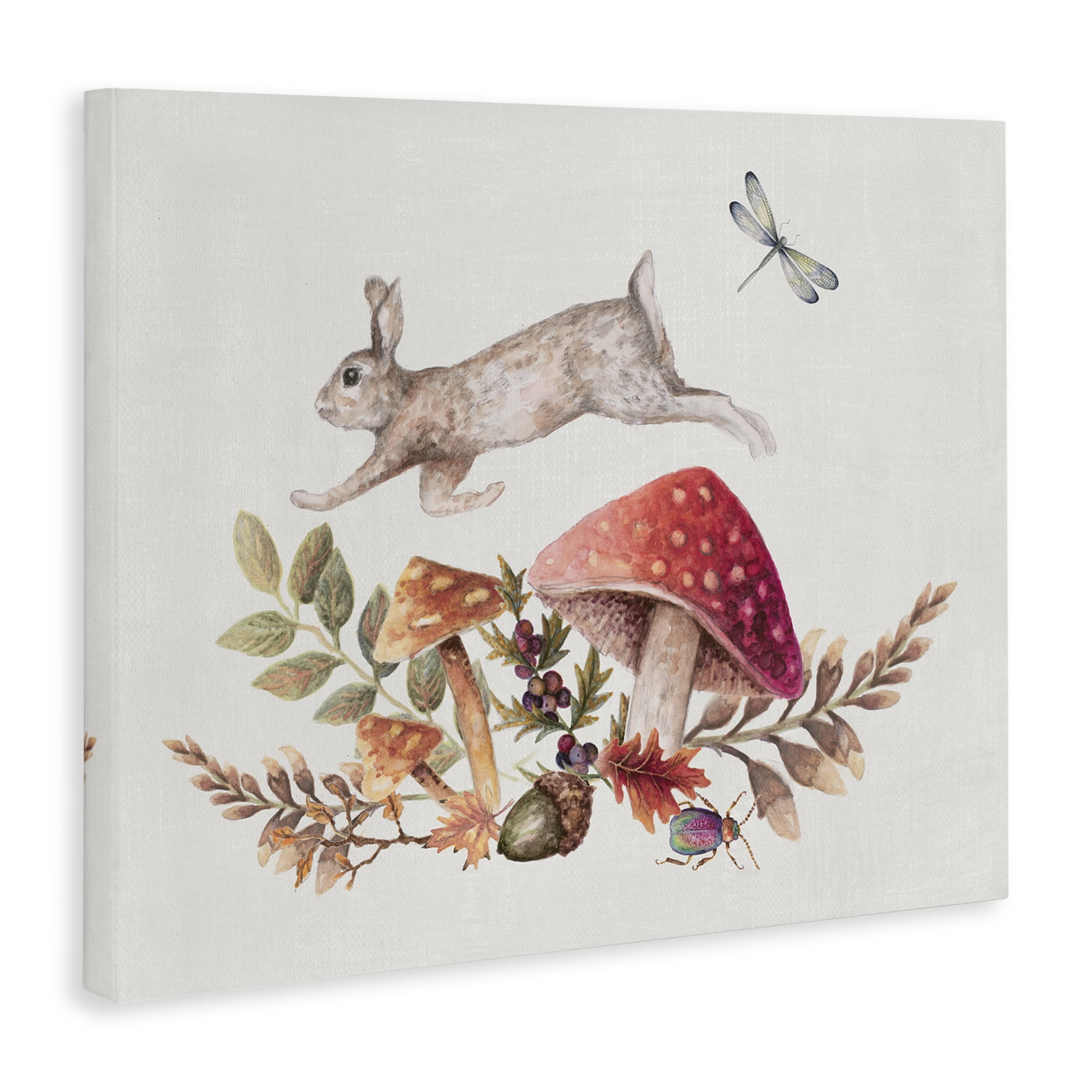 Stupell Industries Rustic Botanicals & Hare Botanical & Floral Painting Gallery Wrapped Canvas Art Print Wall Art, 30 x 24