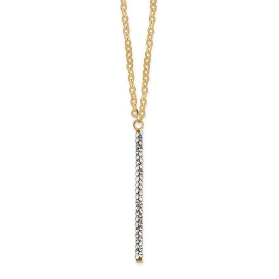 14k Gold Polished Crystal By Swarovski Necklace with 1" Extension