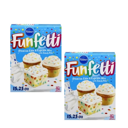 ( 2 Pack ) Pillsbury Funfetti Cake & Cupcake Mix, Premium, With Candy Bits, 15.25