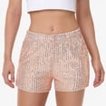 thumbnail image 2 of Women's Sequin Shorts Elastic Waist Sparkly Party Bottoms with Pockets - Large, Gold, 2 of 6