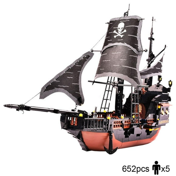 Pour 8+ Ans Blocs de Construction Légende du Pirate Grand Navire Pirate Bateau avec Canons Ensemble de 652 Pcs de Briques de Construction - Sans Boîte d'Origine