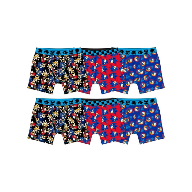 Sonic - Sonic the Hedgehog Boys Underwear, 6 Pack Boxer Briefs Sizes 4 ...