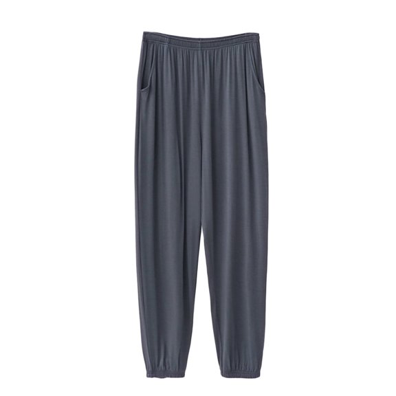 WREESH Men's Drawstring Sweatpants Pajama Pants Knit Cotton Lounge Bottoms Button Fly Dark Gray