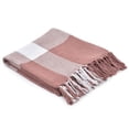 thumbnail image 2 of Ox Bay Pink/White Tartan Plaid Cotton Throw Blanket, 50" x 60", 2 of 9