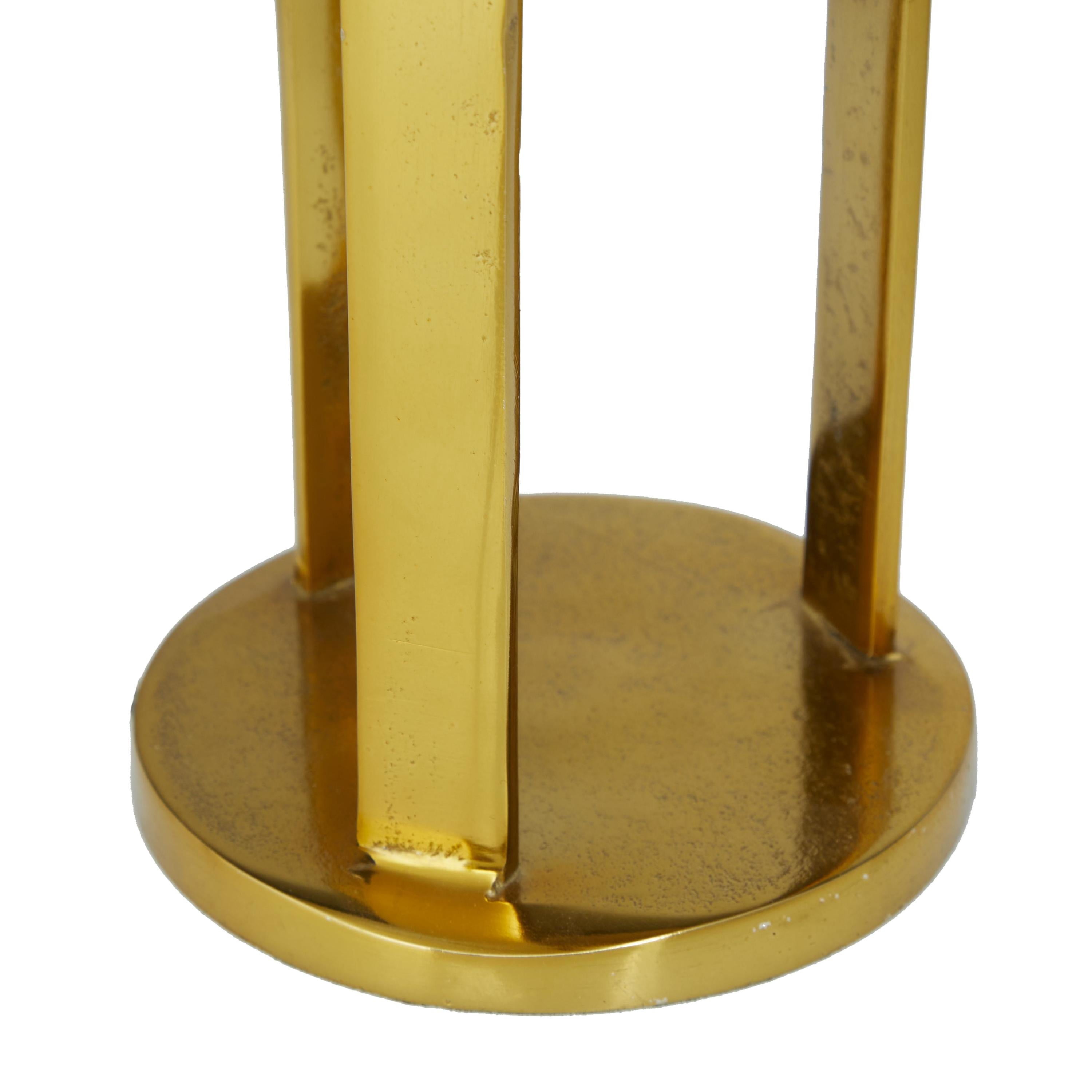 CosmoLiving by Cosmopolitan 2 Candle Gold Aluminum Metal Candle Holder, Set of 2