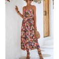 thumbnail image 3 of Vestido sin mangas con cuello en V Vestido elegante con estampado floral de cintura alta entrecruzado sin espalda para fiesta Negro S, 3 of 7