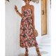 thumbnail image 3 of Vestido sin mangas con escote en V, vestido sin mangas con escote en V, vestido con estampado floral, vestido dividido elaborado con cuidado, 3 of 7