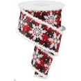 thumbnail image 3 of Buffalo Plaid Snowflake Wired Ribbon - 2 1/2" x 10 Yards, Red & Black Checks, Christmas, Wreath, Fuzzy Flocked Edges, Wreath, 3 of 3