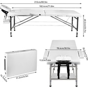 Massage Tables Portable 24 Inch Wide Adjustable Folding Massage Bed Lightweight Aluminum Esthetician Bed Tattoo Chair for Client Tattoo Table for Spa and Beauty Professionals White