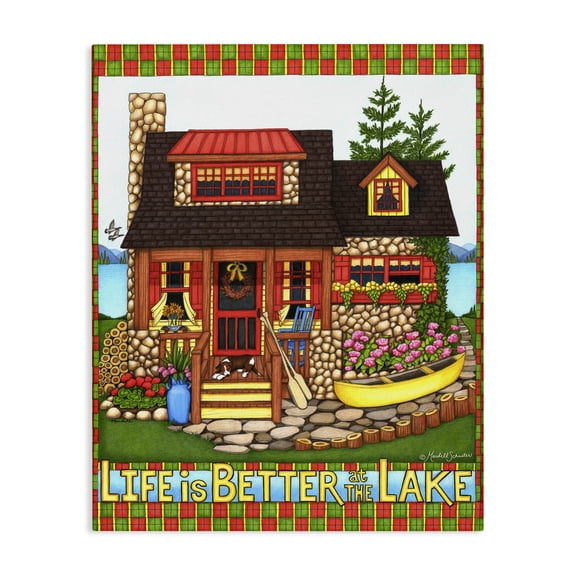 Stupell Industries Farmhouse Patterned Better At Lake Canvas Art, 16 x 20, by Mardell Schuster