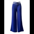thumbnail image 2 of Pantalones Acampanados con Cinturón para Mujer, Estilo Informal, de Cintura Alta y Pierna . Azul S, 2 of 7