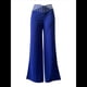 thumbnail image 2 of Pantalones Acampanados con Cinturón para Mujer, Estilo Informal, de Cintura Alta y Pierna . Azul S, 2 of 7