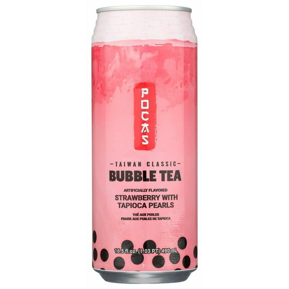 Pack of 24 Pocas Tea Bubble Strawberry 16.5 fl oz