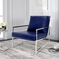 thumbnail image 6 of Pasargad Home Luxe Faux Leather Chair Navy- For all age Group, 6 of 8