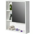 thumbnail image 2 of Wall Mount Bathroom Mirrored Storage Cabinet with Open Shelf  2 Adjustable Shelves Medicine Organizer Storage Furniture, 2 of 7