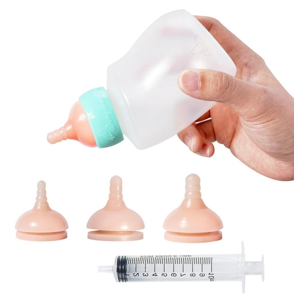 Doggiema Puppy Feeder Bottle, Silicone Feeding Nipple and Syringes for All Breed of Puppies and Other Animals (300ml Bottle 2 Sizes