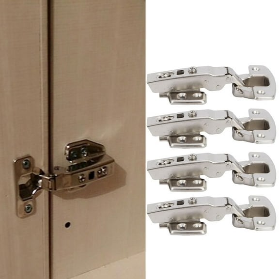 Cabinet Hinges W/Damping, Soft Close, CRS Steel, 4,Set Kit W/Screws, Silver Finish